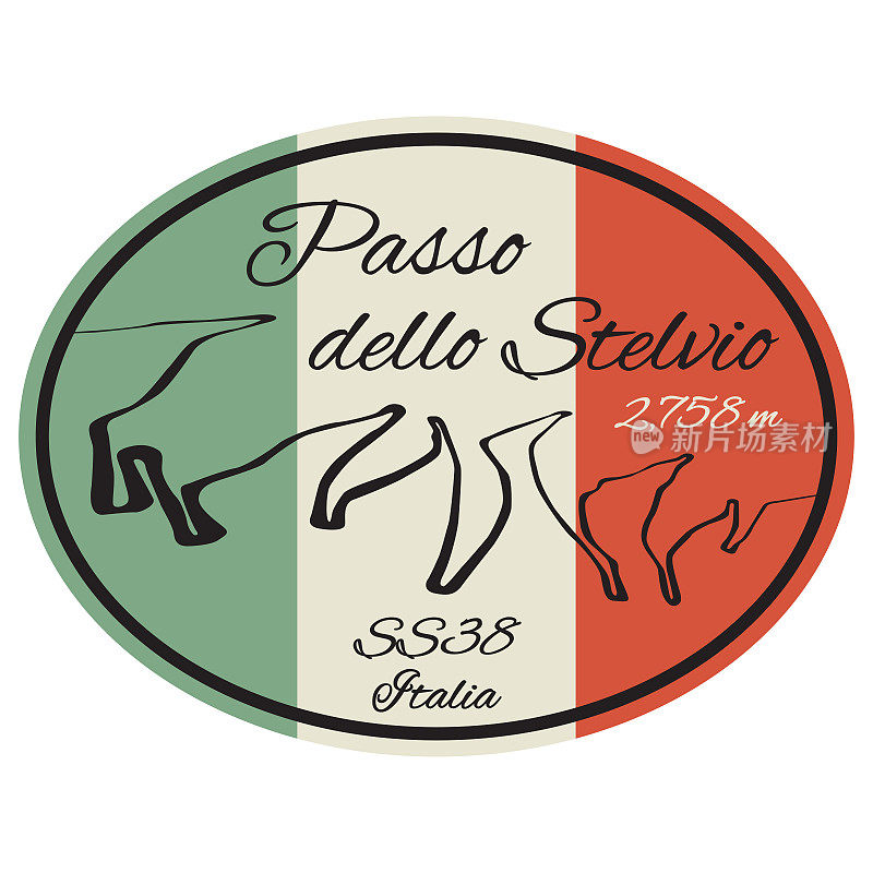 Stelvio Pass，意大利，贴纸设计